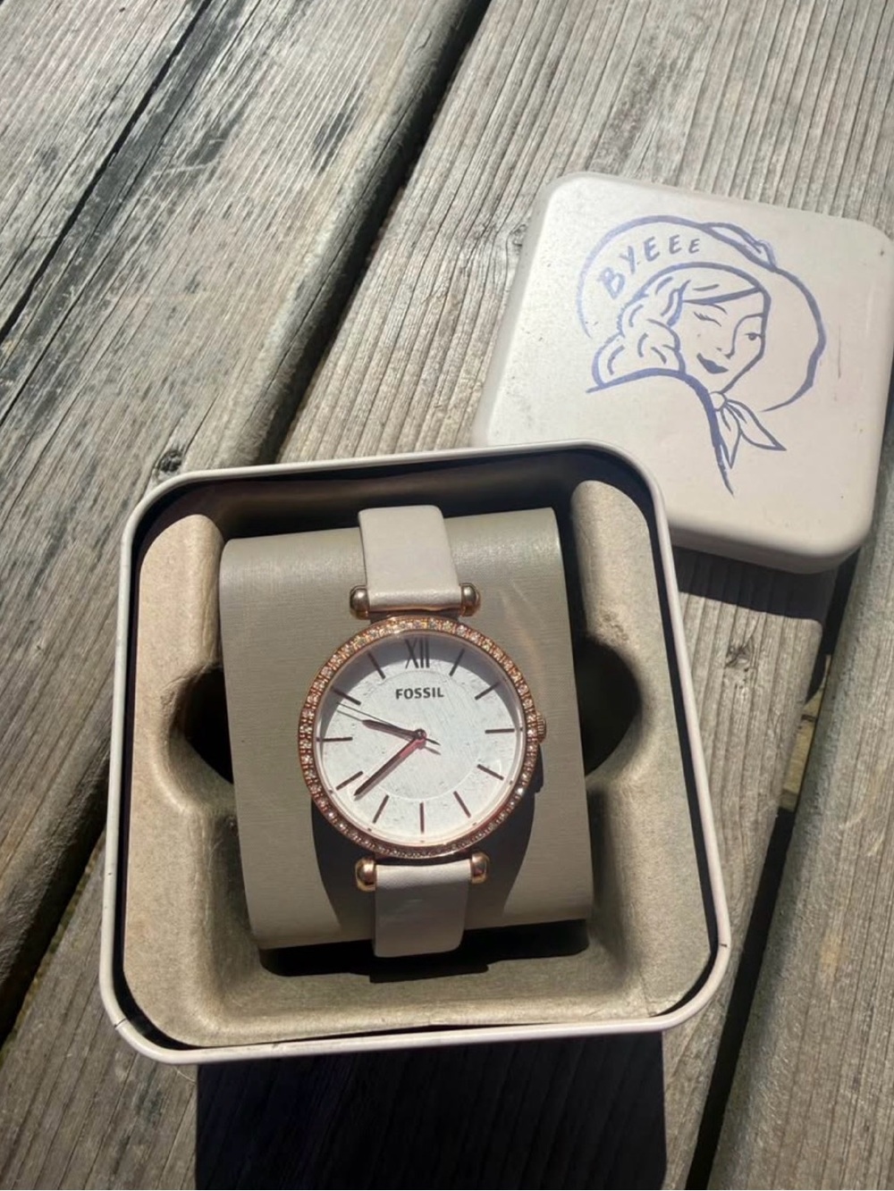 Fossil Women's Rose Gold Leather Watch